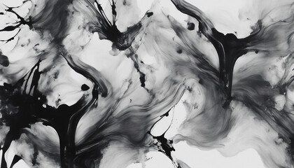 Fototapeta premium Abstract Black Ink Splash on White: Grunge Art Background