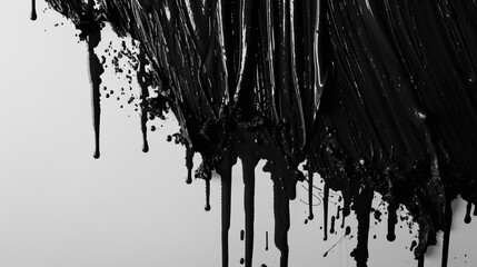 Dark black paint drip on a pure white background
