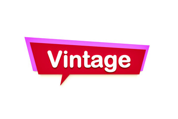 Vintage, colored cartoon speech bubble, white text. Design, art, retro. 3D illustration