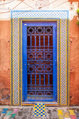 Ornate and colourful doorway in the medina of Marrakesh, Morocco, north Africa