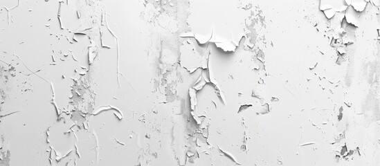White paint peeling off a wall up close, revealing the layers underneath