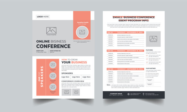 Event / Business Conference, Event Schedule layout design template with unique design style concept	