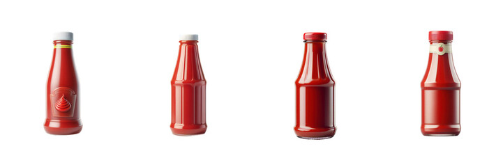 Set of Ketchup Bottle, illustration, isolated over on transparent white background