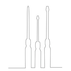 set of screw drivers. flat head and Phillips screwdriver. Industrial concept vector design. single line continuous drawing.