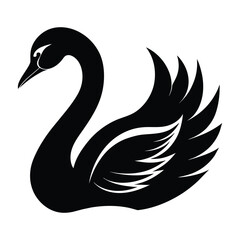 Fototapeta premium A silhouette swan black and white logo vector clip art