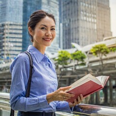 A woman living alone in city life tries to be happy in the city by reading books