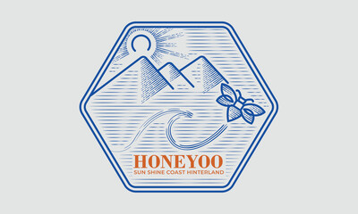 Nature-Inspired Vintage Hexagonal Logo for Honeyoo - Honey Provider Company