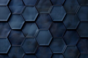 Close up of an Electric blue hexagon pattern on a grey wall dark blue wallpaper background - obrazy, fototapety, plakaty
