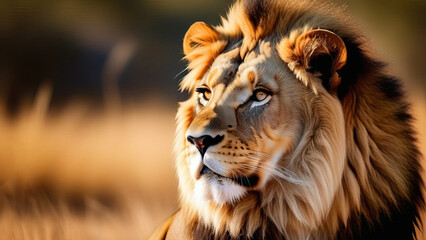 Wild Lion in Its Native Environment: Majestic Predator