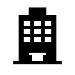 Simple building silhouette icon. Office silhouette icon. Vector.