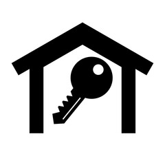 House and key silhouette icon. Vector.