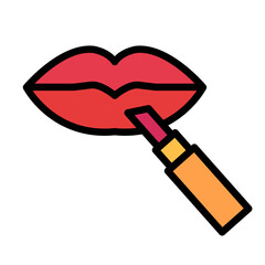 Lipstick and lips icon. Vector.