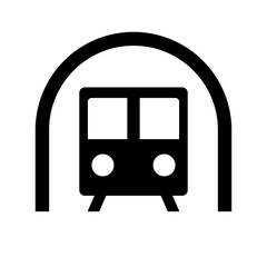 Tunnel and train silhouette icon. Vector.