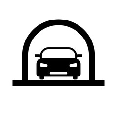 Tunnel and car silhouette icon. Vector.