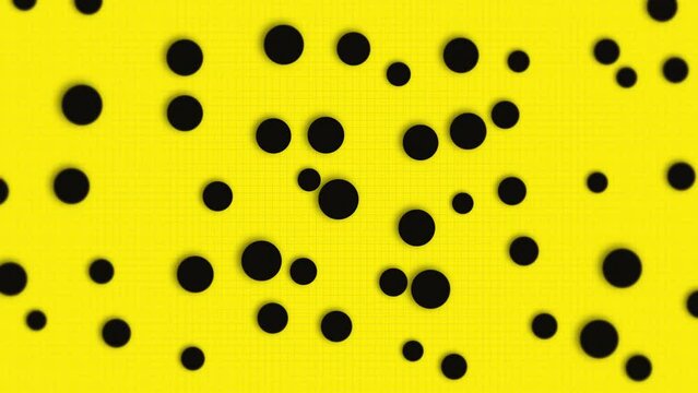 Trendy abstract motion background animation with gently moving black dots on a yellow grid pattern. This modern stylish background is full HD and a seamless loop.