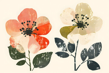 Colorful flowers hand drawn collection isolated on white background