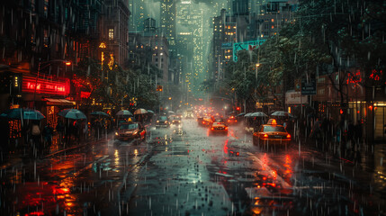rainy day in city