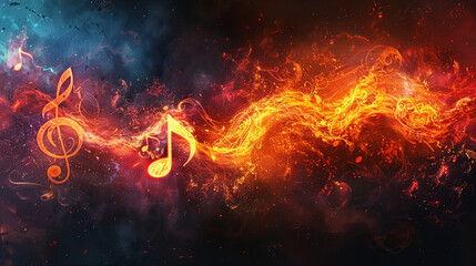 abstract wave of music with music note