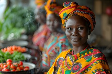 Senegalese Women's Market Melody. Concept Cultural Fashion, Vibrant Colors, Traditional Crafts, Artisanal Beauty