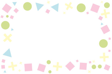 frame of pastel colored shapes with copy space