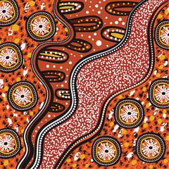 Beautiful aboriginal dot painting illustration