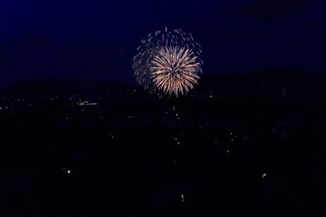 Fototapeta premium Beautiful fireworks over Bern city in Switzerland