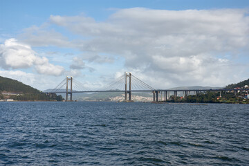 View of the Rande Bridge seen from a boat