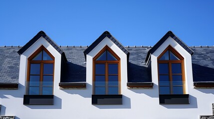 Dormer windows building, modern residential building shutter apartment glass