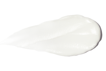A smear of cream on a blank background.