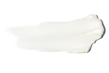 A smear of cream on a blank background.