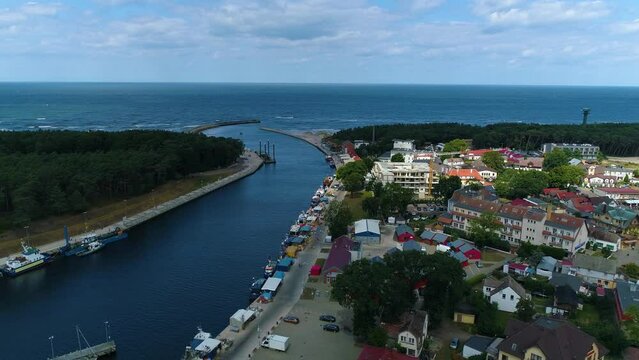 Port Of Mrzezyno Rzeka Rega Aerial View Poland