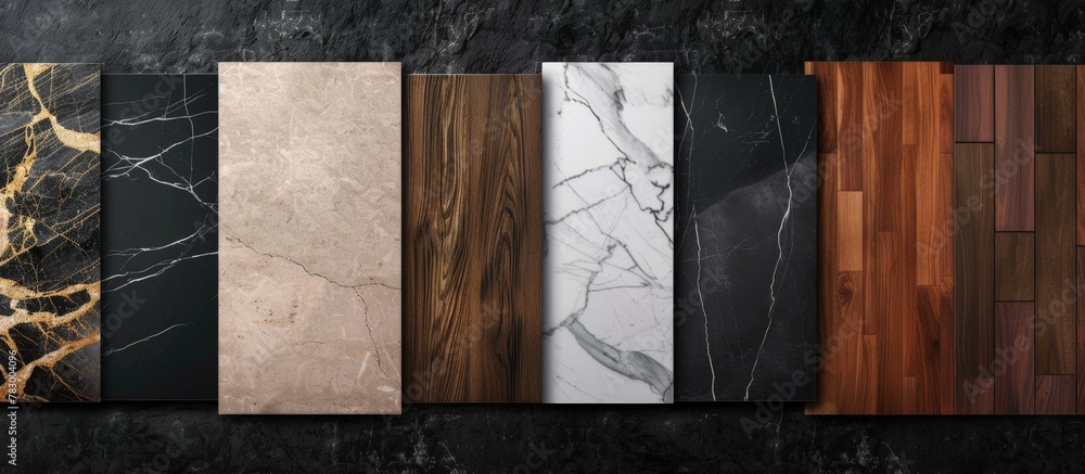 Sticker Assorted marble tiles showcasing diverse colors and textures, creating a visually appealing mosaic