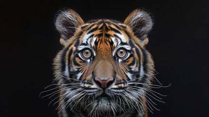 Sumatran Tiger in Natural Habitat. Front View Portrait of Panthera tigris sumatrae, Exuding Power and Grace.