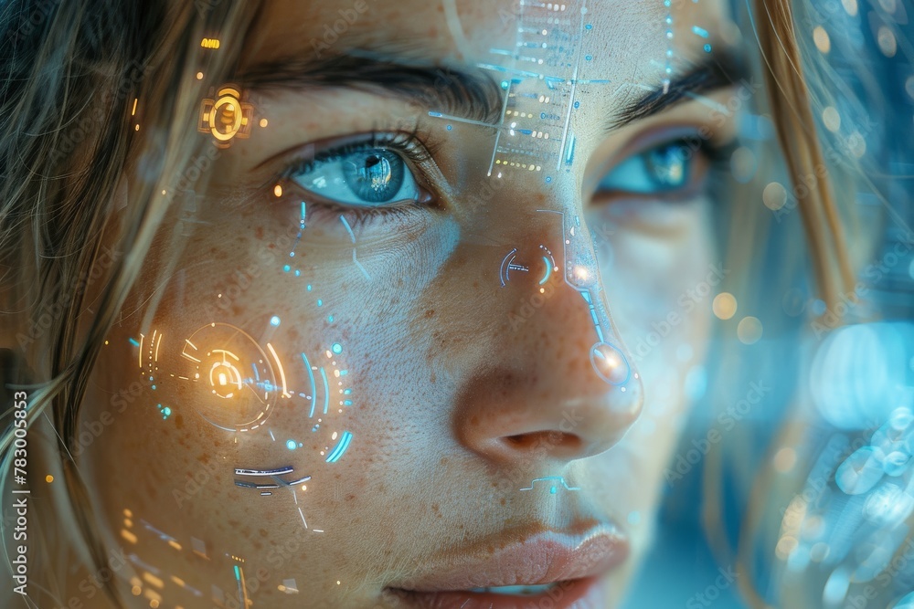 Aufkleber this image features abstract light elements in blue and gold tones with a central blurred space, sug