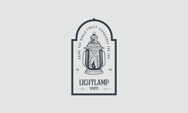 Vintage Lantern Logo for Light Lamp Spirits 