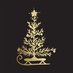 golden christmas tree with a golden star - 783006209