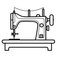 Vintage sewing machine outline vector, perfect for craft-themed designs.