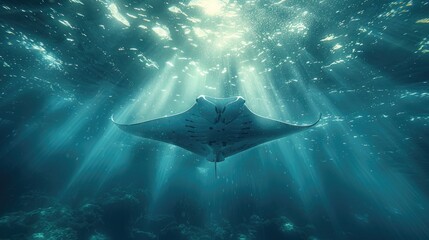 Stingray in Natural Environment. The Varied Behaviors of Oceanic Stingrays.