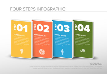 Four steps pastel color infographic template - 783007273