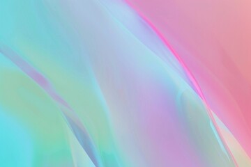 Obraz premium A subtle gradient transitions across a flat background, creating a minimalist holographic effect. Smooth, shapeless forms shimmer with a glassy sheen.