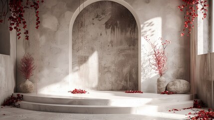 Romantic podium product. Background for business