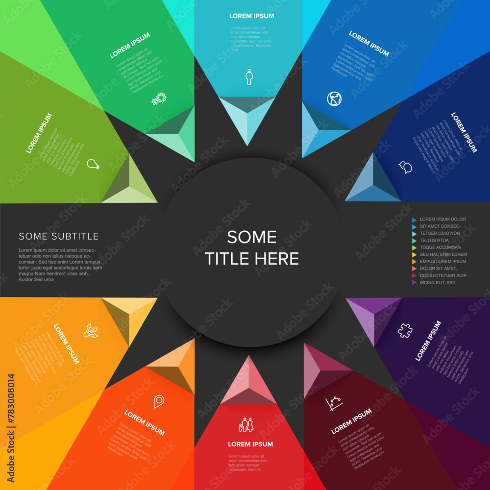 Aufkleber vector dark multipurpose infographic template with ten triangle arrows elements