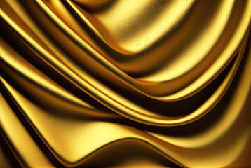 A close-up of a golden fabric with a smooth, curved texture.