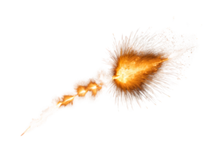 Space meteor, comet or asteroid with fire trail. Meteorite fireball or star cosmic object falling down with glowing gas isolated on white background. astronomy concept