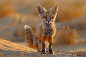Fennec fox (Vulpes zerda) is a small crepuscular fox native to the deserts 