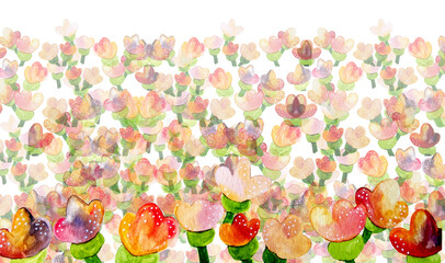 Giardino di fiori colorati, acquerello