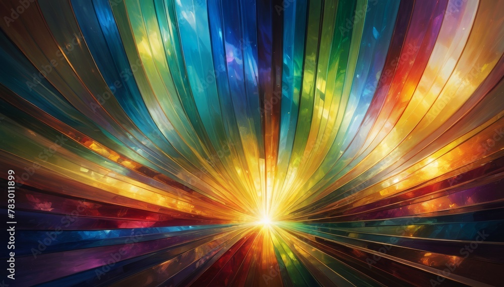 Poster a captivating abstract depiction of a burst of light emanating from the center, with vibrant rays st