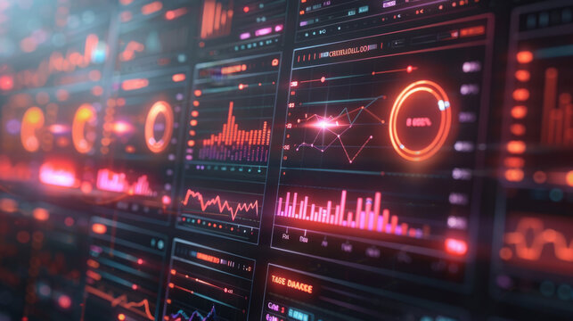 Visual representation of key metrics, trends, and predictive analytics for decision-making in business intelligence.