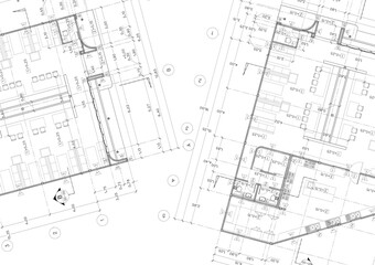 Fototapeta premium Floor plan designed building on the drawing.