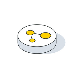 a white circle with three yellow circles inside of it